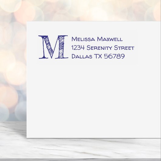 手書きのぐらつき子供のようなモノグラム住所2 セルフインキングスタンプ