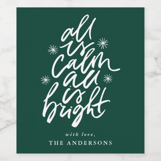 手書きのものはすべて穏やかで、すべて明るい緑 ワインラベル (シングルラベル)