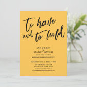 手書きのアプリコットカラーの結婚式受付サイン「To Have and to Hold」 招待状 (スタンド正面)