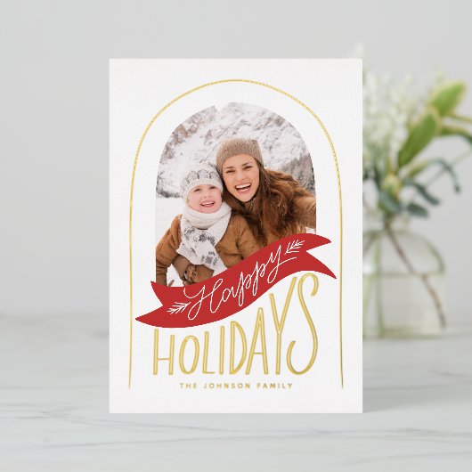 手書きのアーチ写真 箔シーズンカード (立ち正面)