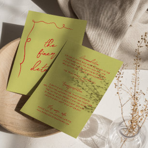 手書きのカラフルで大胆なモダンな結婚式の詳細 エンクロージャーカード