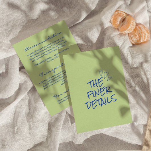 手書きのカラフルなレトロモダンウェディング詳細 エンクロージャーカード