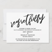 手書きのキャンセルされた結婚発表 後悔の意を表す 招待状 (正面)