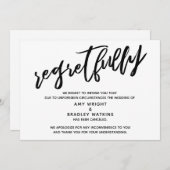 手書きのキャンセルされた結婚発表 後悔の意を表す 招待状 (正面/裏面)