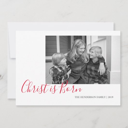 手書きのキリストは写真生まれのクリスマス シーズンカード (正面)