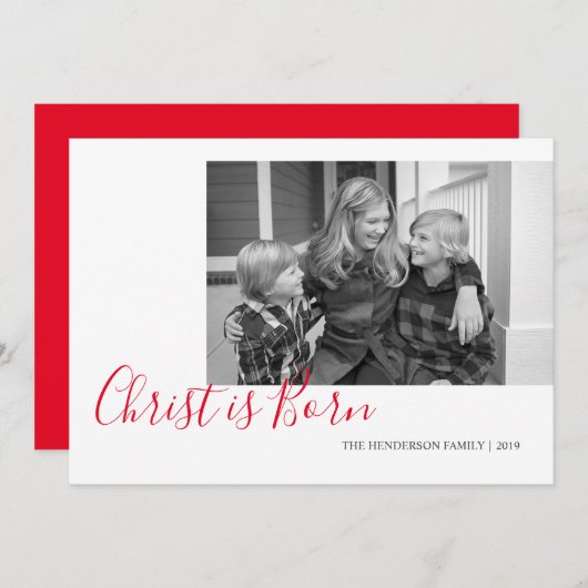 手書きのキリストは写真生まれのクリスマス シーズンカード (正面/裏面)