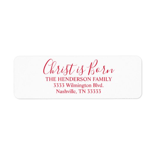 手書きのキリストは生まれ差出人住所 ラベル (正面)