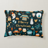 手書きのクリスマスと新年の要素。 アクセントクッション (裏面)