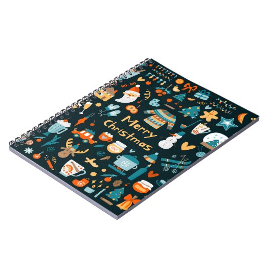 手書きのクリスマスと新年の要素。 ノートブック (左側)