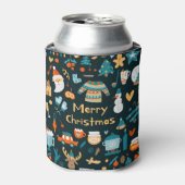 手書きのクリスマスと新年の要素。 缶クーラー (缶正面)