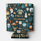 手書きのクリスマスと新年の要素。 缶クーラー (裏面)