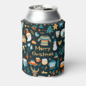 手書きのクリスマスと新年の要素。 缶クーラー (缶裏面)