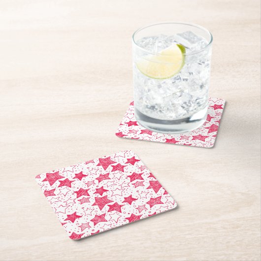 手書きのクリスマススター スクエアペーパーコースター (インサイチュ)