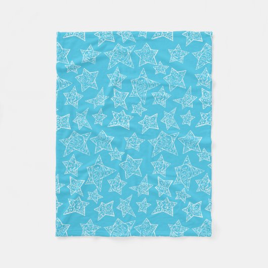 手書きのクリスマススター フリースブランケット (正面)