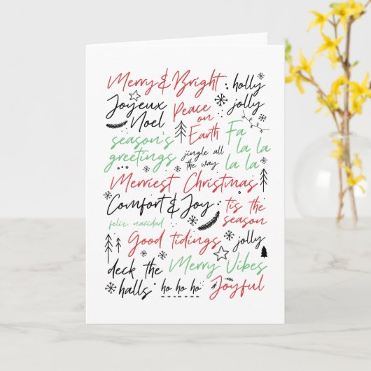 手書きのクリスマスタイポグラフィグリーティングカード カード (黄色い花)