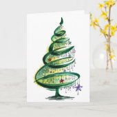 手書きのクリスマスツリー カード (黄色い花)