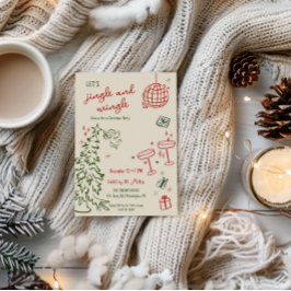 手書きのクリスマスパーティーのジャングルと交じり 案内状