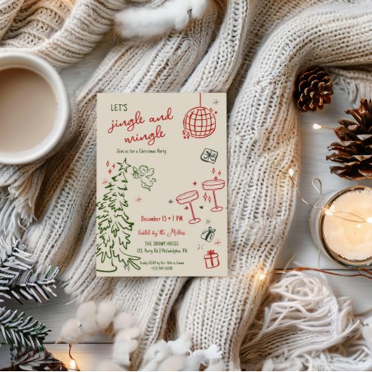 手書きのクリスマスパーティーのジャングルと交じり 案内状