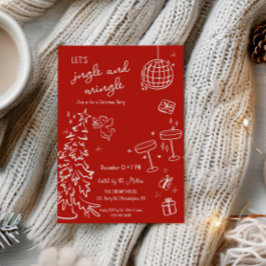 手書きのクリスマスパーティーのジャングルと交じり 案内状