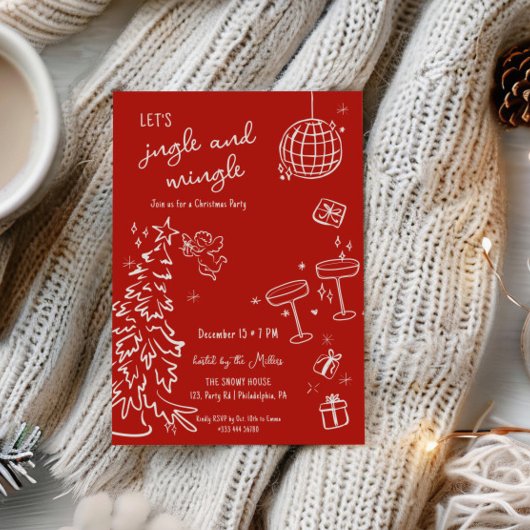 手書きのクリスマスパーティーのジャングルと交じり 案内状