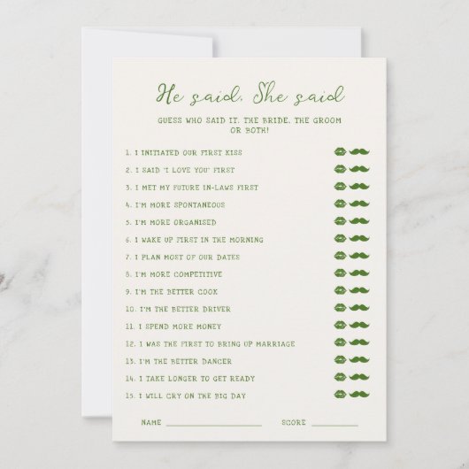 手書きのグリーンと彼は彼女はカードを言った 招待状 (正面)