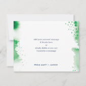 手書きのケリーグリーンの水彩画の感謝カード 招待状 (裏面)