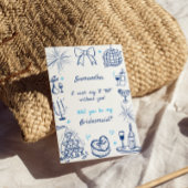 手書きのシャンパンタワーのブライドメイド提案 招待状