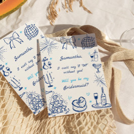 手書きのシャンパンタワーのブライドメイド提案 招待状