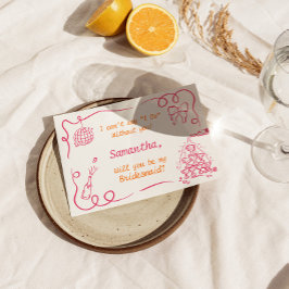 手書きのシャンパンタワー ブライズメイド プロポーズ 招待状