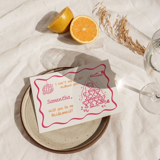 手書きのシャンパンタワー ブライズメイド プロポーズ 招待状