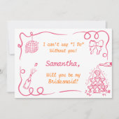 手書きのシャンパンタワー ブライズメイド プロポーズ 招待状 (正面)