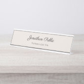 手書きのシンプルな専門のエレガントなテンプレート デスクネームプレート (正面)