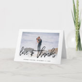 手書きのシンプルフォトラブ&ホワ感謝していイ サンキューカード (正面)