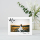 手書きのシンプル写真白ありがとう ポストカード (スタンド正面)