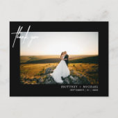 手書きのシンプル写真Thank You Black ポストカード (正面)