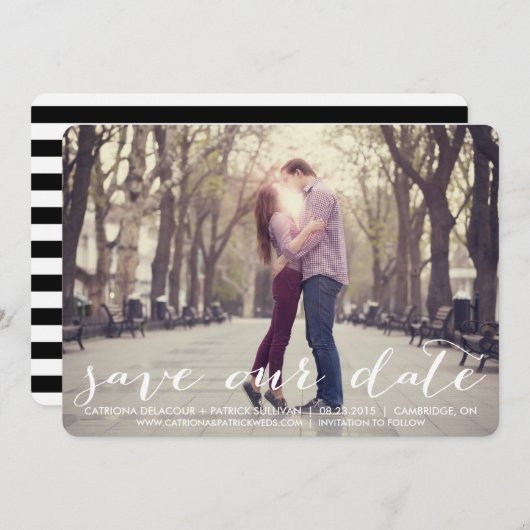 手書きのスクリプトでおふたりの記念日をお知らせ 招待状 (正面/裏面)