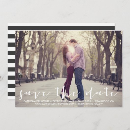 手書きのスクリプトでお知らせする結婚式の予定日 セーブザデート (正面/裏面)