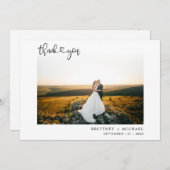 手書きのスクリプトハート写真愛感謝してい&愛 サンキューカード (正面/裏面)