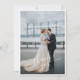 手書きのスクリプト2枚の写真を結婚追加 サンキューカード