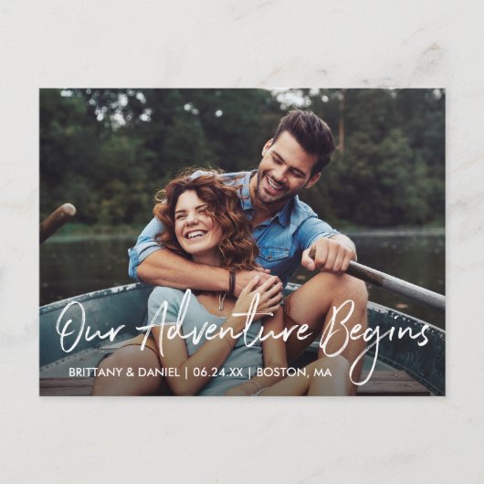 手書きのスクリプト・アドベンチャーが日付の保存を開始 ポストカード (正面)