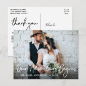 手書きのスクリプト 結婚式 私たちの冒険に感謝 ポストカード (正面/裏面)
