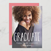 手書きのトレンディー写真の卒業発表 案内状 (正面/裏面)