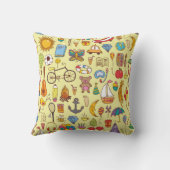 手書きのドードルの子供：ヴィンテージパターン。 クッション (裏面)