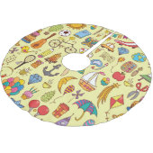 手書きのドードルの子供：ヴィンテージパターン。 ブラッシュドポリエステルツリースカート (アングル)