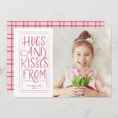 手書きのハグとキスのバレンタイン写真 シーズンカード (正面/裏面)