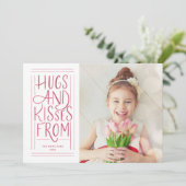 手書きのハグとキスのバレンタイン写真 シーズンカード (スタンド正面)
