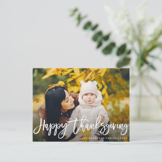 手書きのハッピー感謝祭の写真はがき ポストカード (スタンド正面)