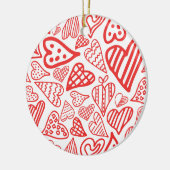 「手書きのハートデザイン | ロマンチお洒落ックな セラミックオーナメント (左)