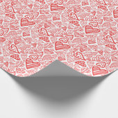 「手書きのハートデザイン | ロマンチお洒落ックな ラッピングペーパー (角)