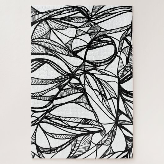 手書きのパズルカラーを自分のカラー、白黒 ジグソーパズル (縦)